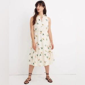 Madewell Eyelet Ruffle-Neck Tiered Dress in Sunflower Scatter